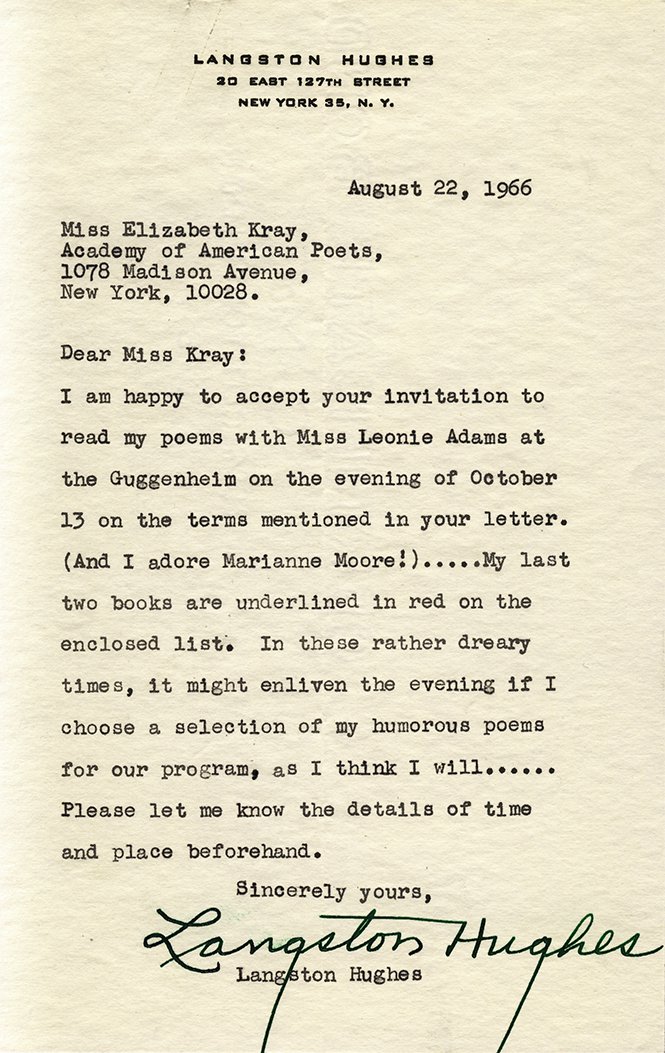 Langston Hughes letter
